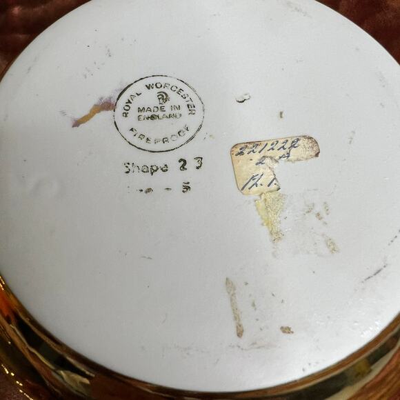 VTG 70s Royal Worcester Lustre Gold 1 Qt Round Covered Casserole Size 23 Shape 5 - Picture 8 of 10